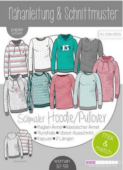 Papierschnittmuster - Mix&Match schmaler Hoodie - Damen - Kibadoo